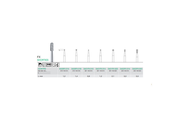 FREZA EXTRADURA  LAB. SHORTIES S422FX-014